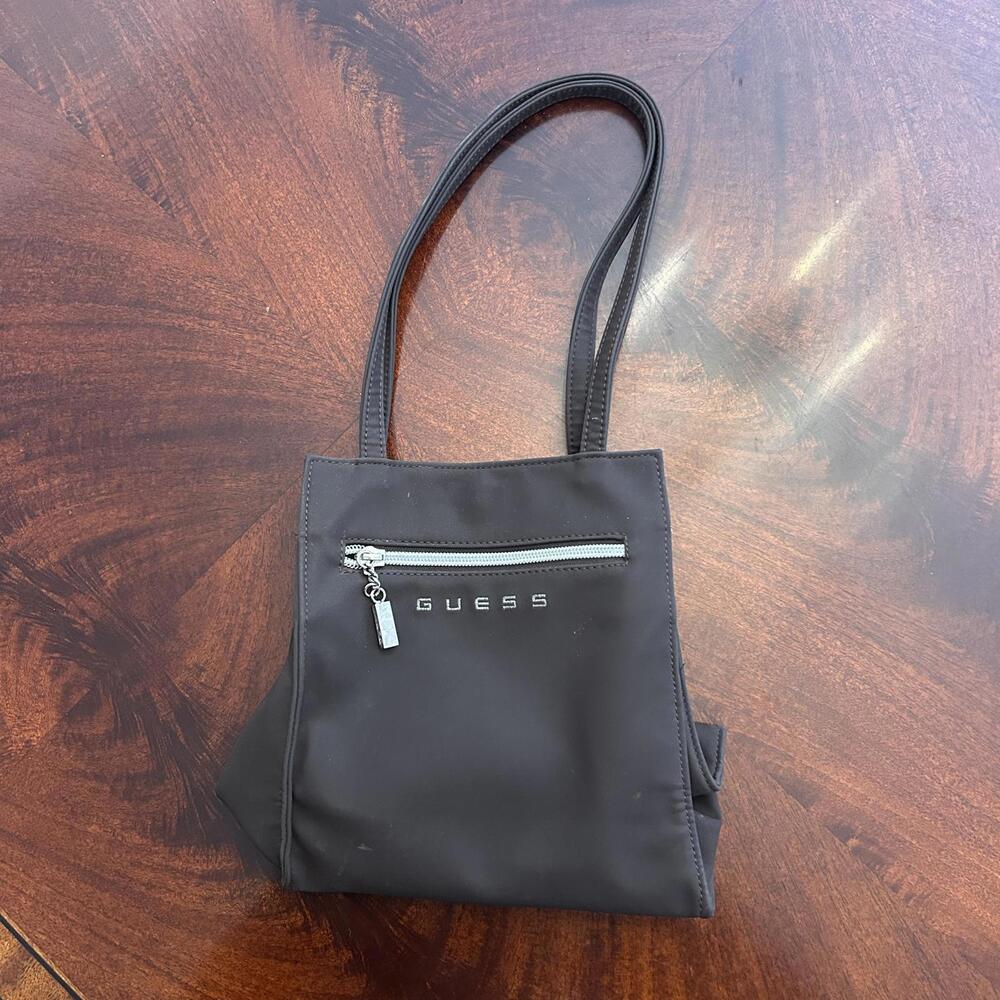 Guess Small Brown Shoulder Bag with Front Zipper Pocket Y2K VTG